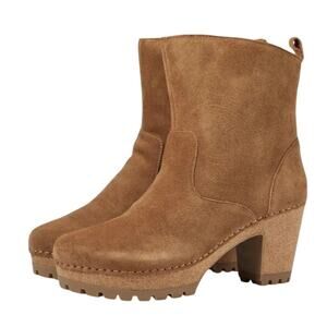 Aetrex Womens Scarlett Bootie EU 40 US 9-9.5M Brown Suede Shearling Lining NWOB